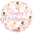 1 Ballon Aluminium Round Happy Birthday Ballerinas 18