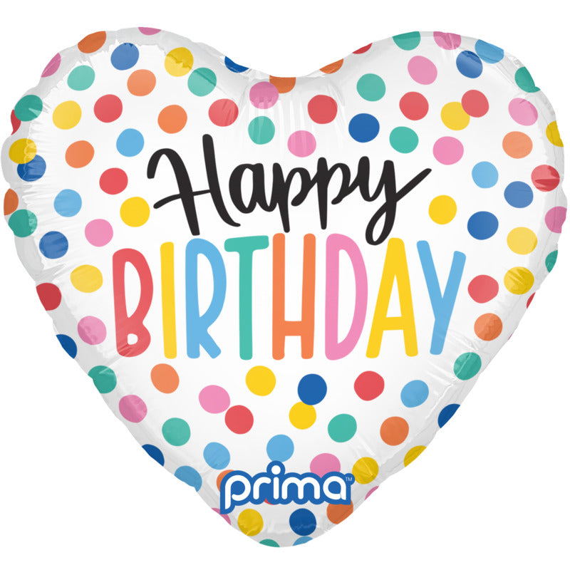 1 Poche De 6 Ballons Aluminium Heart Happy Birthday Confetti 9