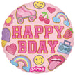 1 Ballon Aluminium Round Happy Birthday Girl Patches 18