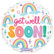 1 Ballon Aluminium Round Get Well Soon Rainbows 18