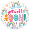 1 Ballon Aluminium Round Get Well Soon Rainbows 18