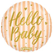 1 Ballon Aluminium Round Hello Baby Peach Stripes 18