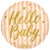 1 Ballon Aluminium Round Hello Baby Peach Stripes 18