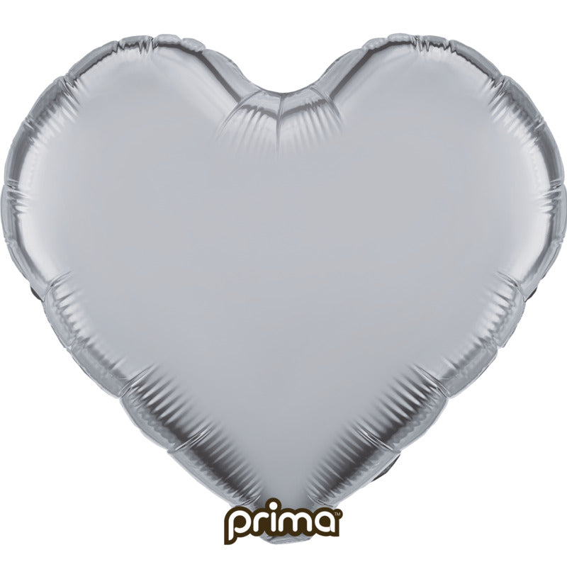 1 Poche De 6 Ballons Aluminium Heart Silver 9