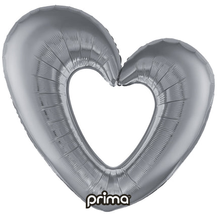 1 Ballon Aluminium Open Heart Silver 40