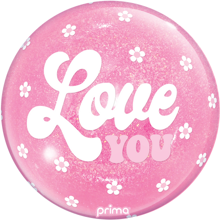1 Ballon Sphere love you flowers light pink Glitter 10” - Prima