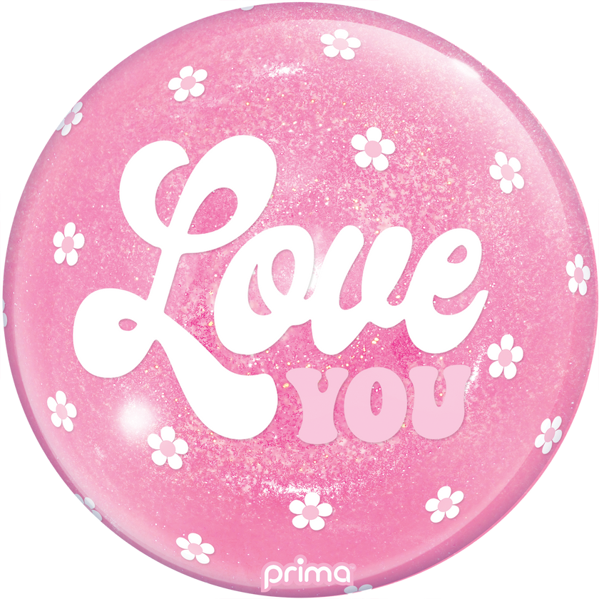 1 Ballon Sphere love you flowers light pink Glitter 10” - Prima