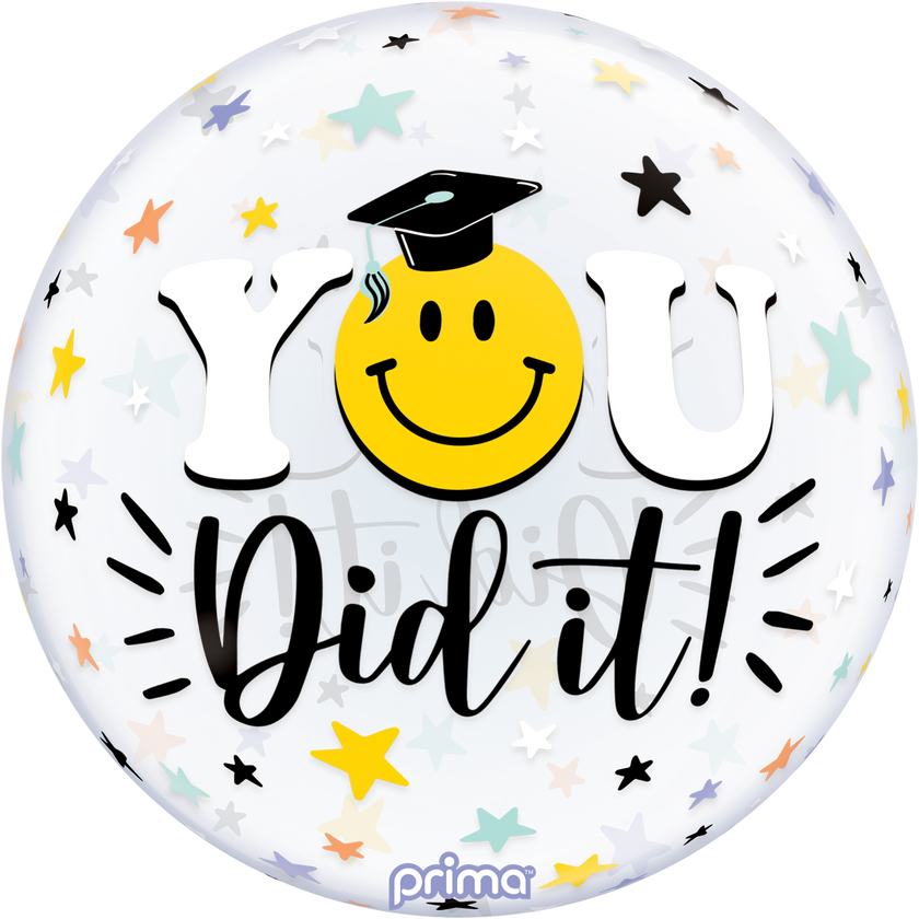1 Ballon Sphere You did it smile face grad 20” - Prima