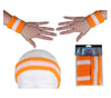 set bandeau et bracelets éponge néon orange & blanc 3pcs