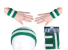 set bandeau et bracelets éponge vert fonçé & blanc 3pcs