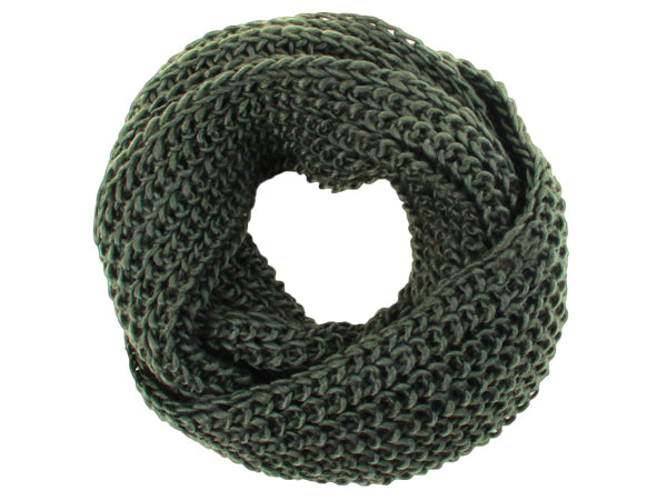 écharpe tube façon tricot vert fonce