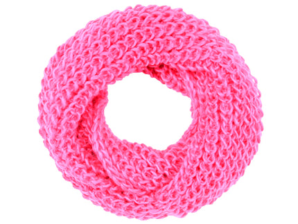 écharpe tube façon tricot rose