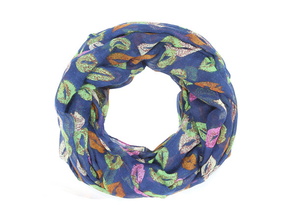 foulard tube motif lèvre bleu/vert/orange