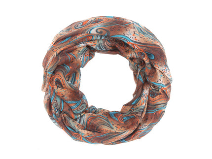 foulard tube motif cachemire brun/bleu