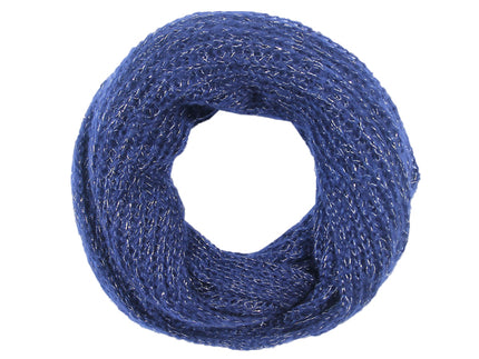 écharpe tube tricot sch-382b bleu marine avec fils d''argent