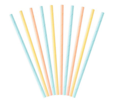 lot de 10 pailles carton pastel 19.5cm