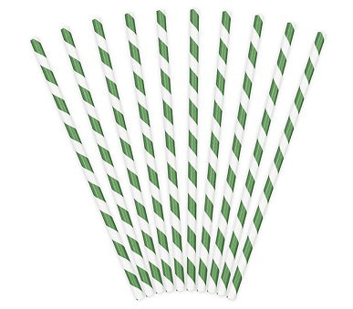 lot de 10 pailles carton vert & blanc 19.5cm