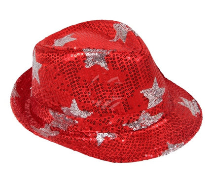 chapeau tribly à sequins rouge avec étoiles