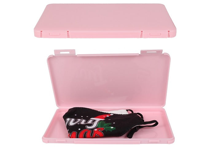 boite transport plastique slim pour masque rose
