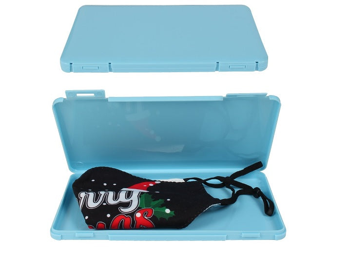 boite transport plastique slim pour masque bleu