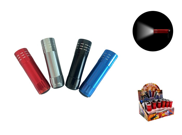 lampe de poche 9 led''s métal mix 8.5cm