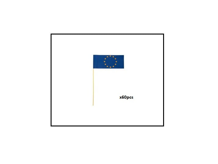 lot de 60 drapeaux europe avec baguette 12x23cm