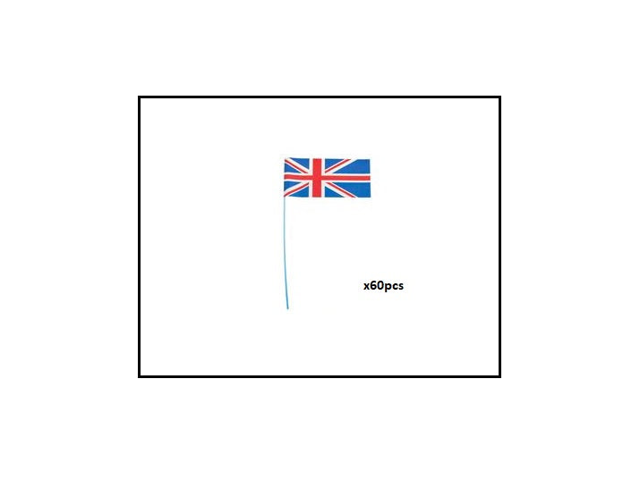 lot de 60 drapeaux union jack avec baguette 12x23cm