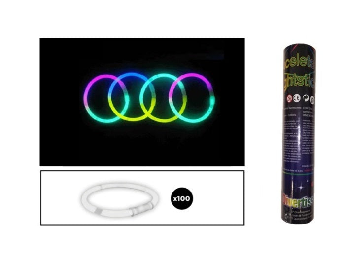 lot de 100 bracelets fluo bicolore