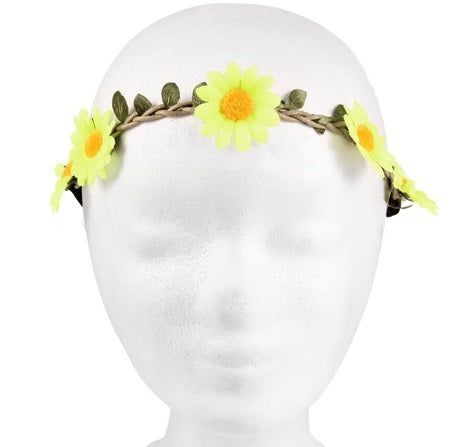 couronne de fleurs élastique jaune