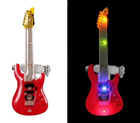 badge led guitare rouge