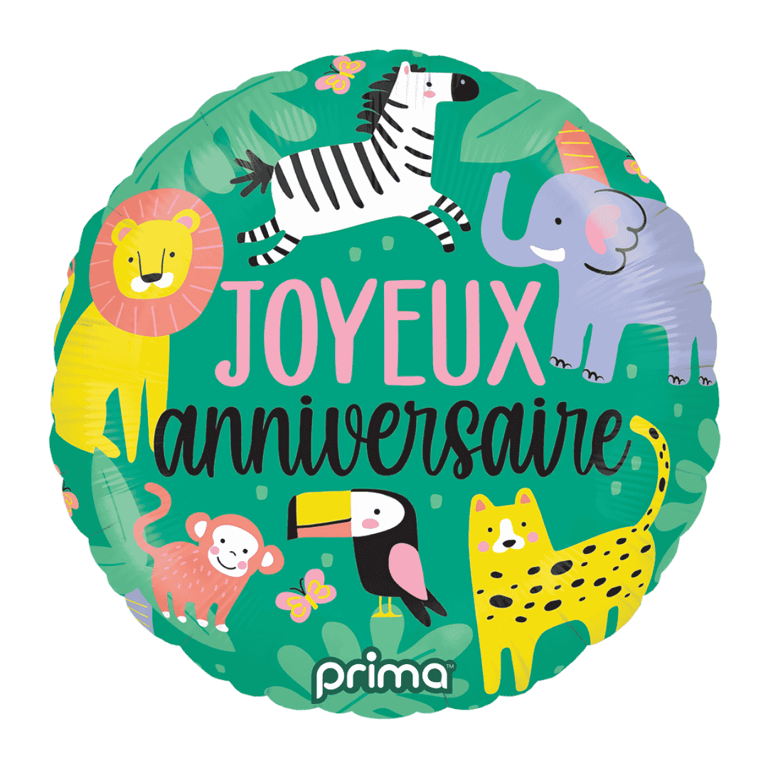 Ballon Aluminium Joyeux Anniversaire Jungle 18