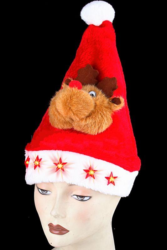 bonnet de noël peluche 5 étoiles et renne adulte