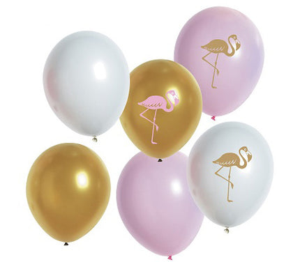 lot de 6 ballons de fête ambiance flamant