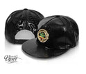 casquette snapback feuille multicolore imitation cuir noir