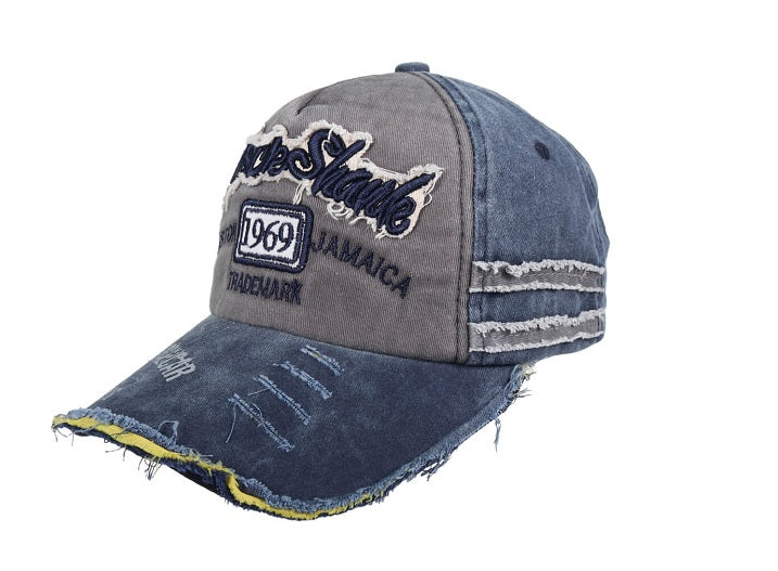 casquette coton vintage rock shark 1969 bleu gris