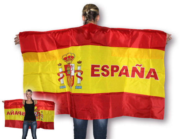 cape poncho drapeau espagne avec inscription 90x150 cm