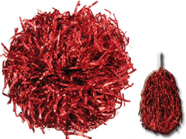 paire de pompons pom pom girl avec poignée rouge métal
