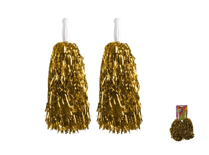 paire de pompons pom pom girl avec poignée or métal