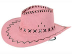 chapeau cowboy imitation cuir rose adulte