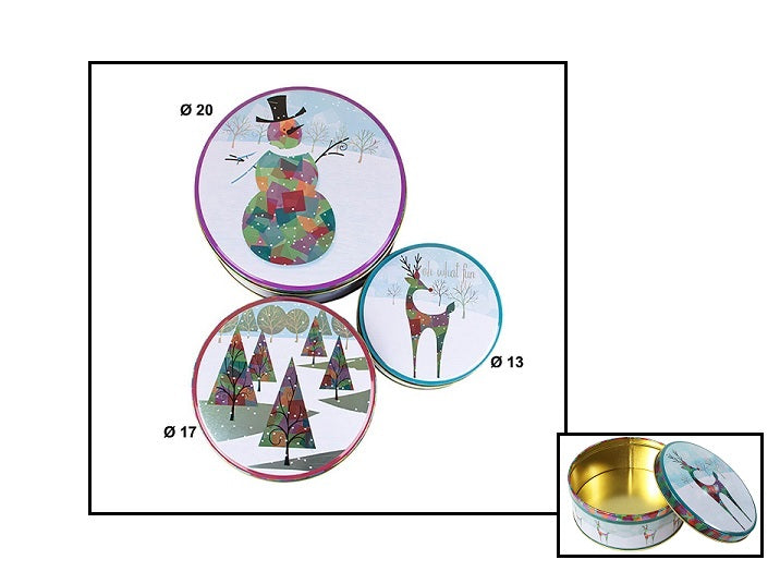 lot de 3 boîtes métalliques motifs de noël mix viii