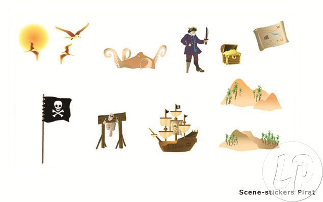 set de 12 autocollants pirate