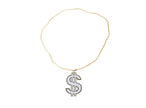 collier or avec pendentif dollar argent 7cm