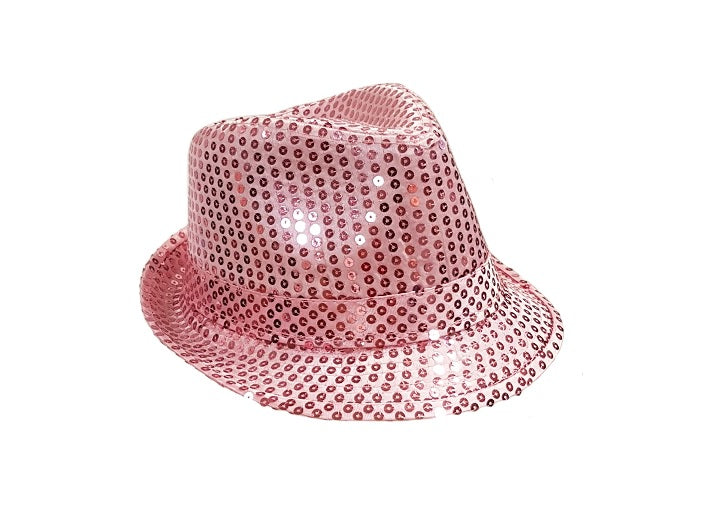 chapeau tribly à sequins rose