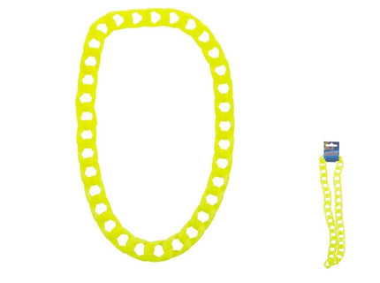 collier rappeur grands anneaux néon fluo jaune 40cm