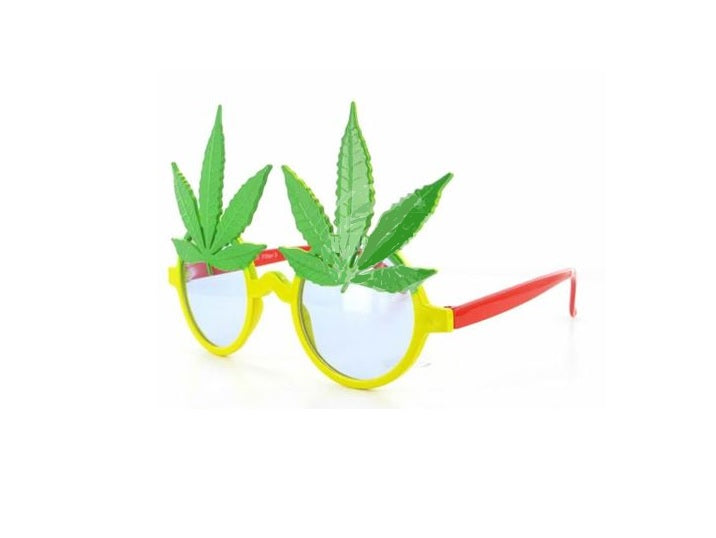 lunettes gag motif feuilles cbd vert jaune rouge 15cm