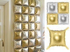 lot de 4 décorations gonflables carrées or/argent mylar 40x40cm