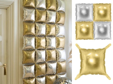lot de 4 décorations gonflables carrées or/argent mylar 40x40cm