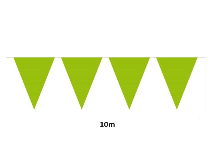 guirlande 15 fanions uni vert citron 10m