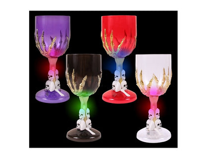 verre à vin motifs crâne lumineux led 18cm