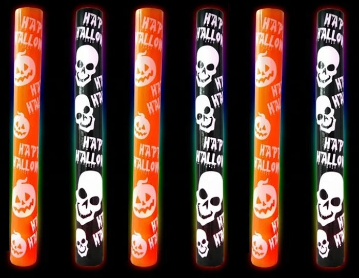 .baton lumineux mousse crânes halloween 47cm